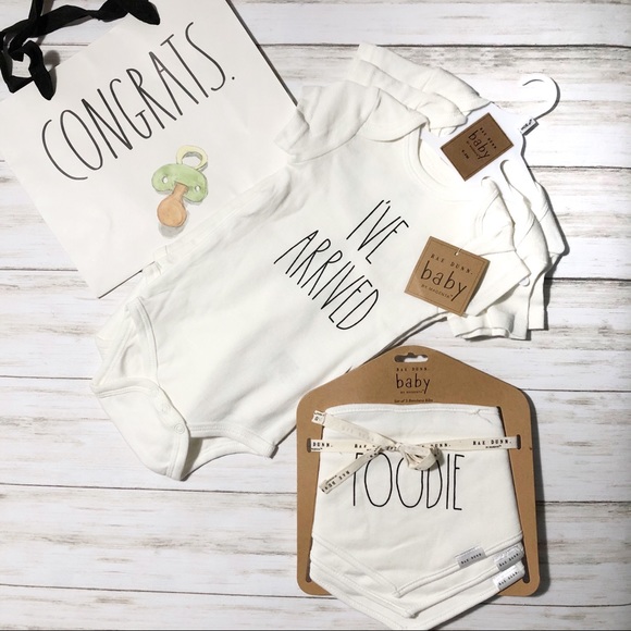 Rae Dunn Other - NEW Rae Dunn Onesies & Bib Set with Bonus Gift Bag